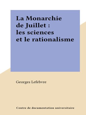 cover image of La Monarchie de Juillet